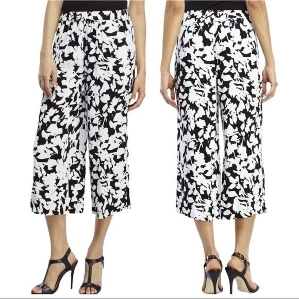Kate spade Synna black white leaf print pants size M , EUC